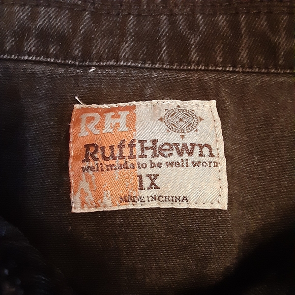 RUFF HEWN BLACK BUTTON UP DISTRESSED/FADED COTTON JEAN JACKET WOMENS SIZE 1X - Picture 7 of 13